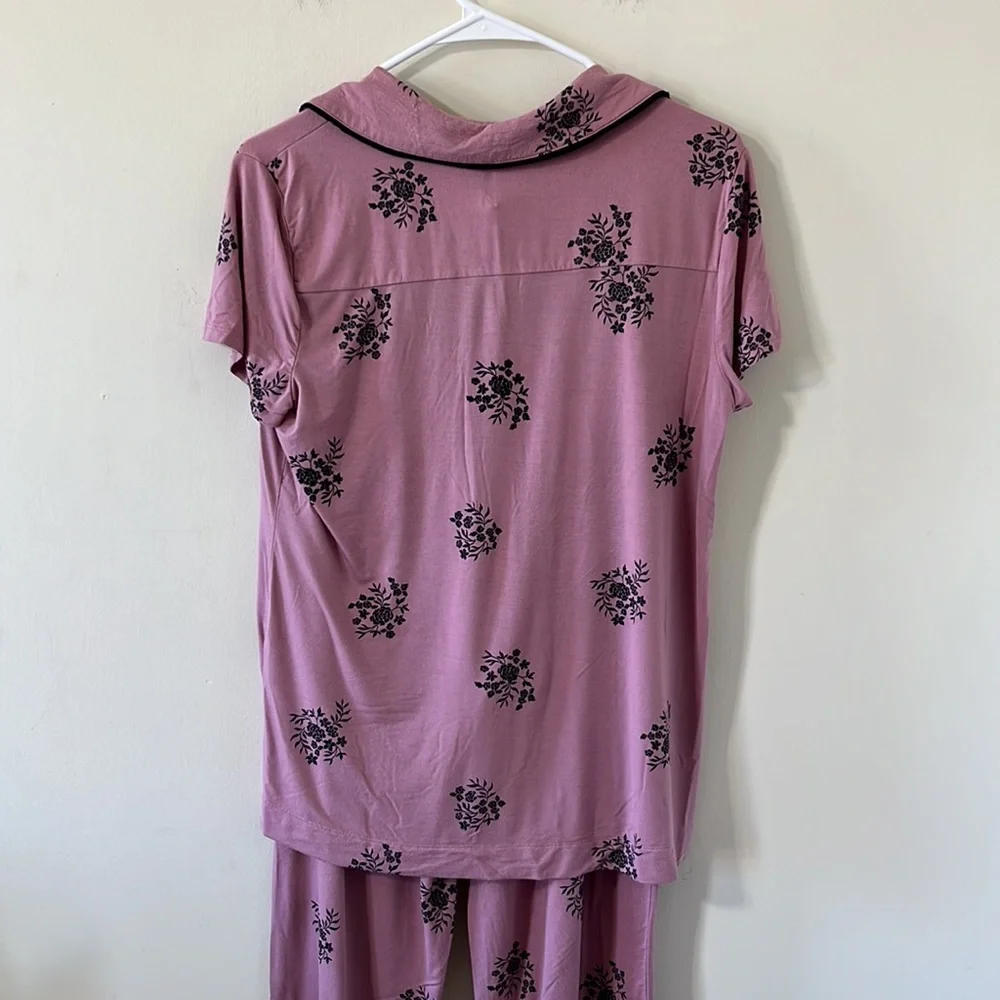 Soma Cool Nights Pajama Set in Peaceful Floral Pink FLAWED Sz Small - Picture 5 of 13